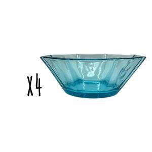 Set of 4 Hazel Atlas Azure Blue Capri Octagonal 4.75” Fruit / Dessert Bowls